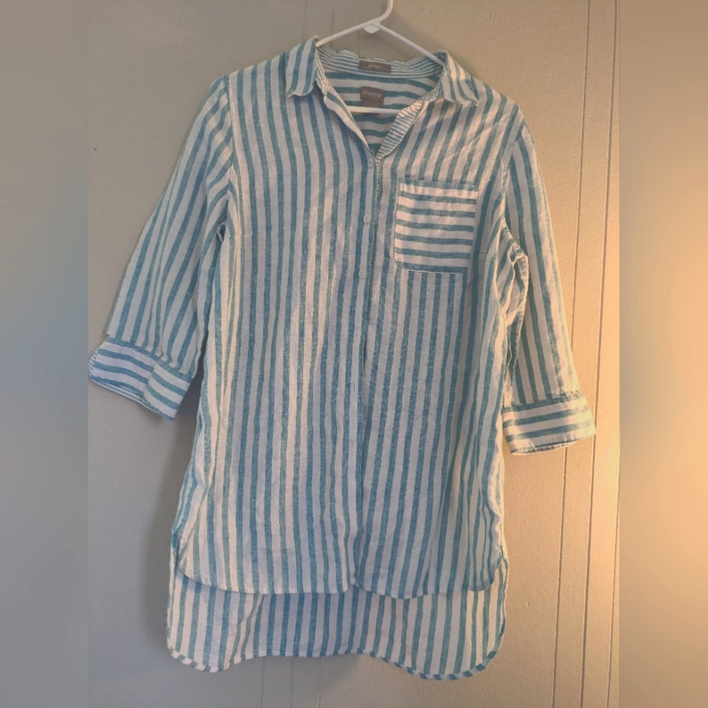 Long Linen button top